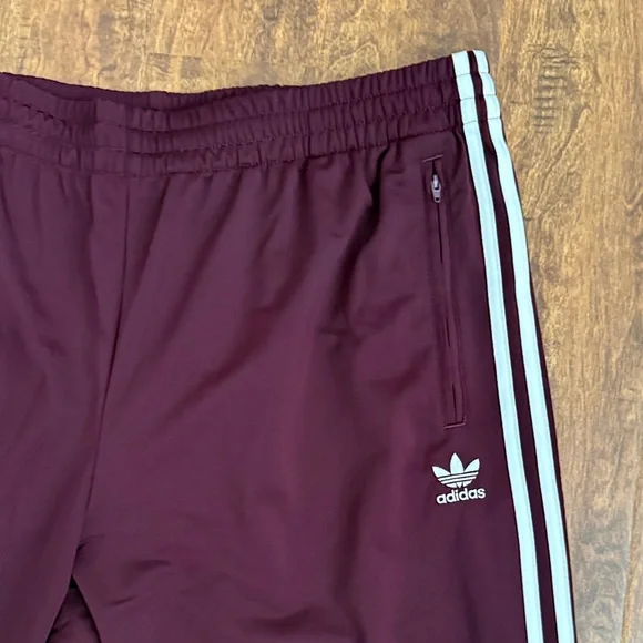 Adidas Men’s Maroon Trefoil Track Pants with White Stripes Size M - Picture 6 of 16